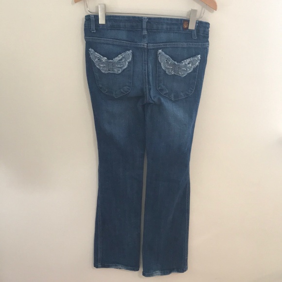 Rare 7FAM Jeans l Sz 28 l Straight Leg Butterfly Back Pockets Jeans - Picture 4 of 14